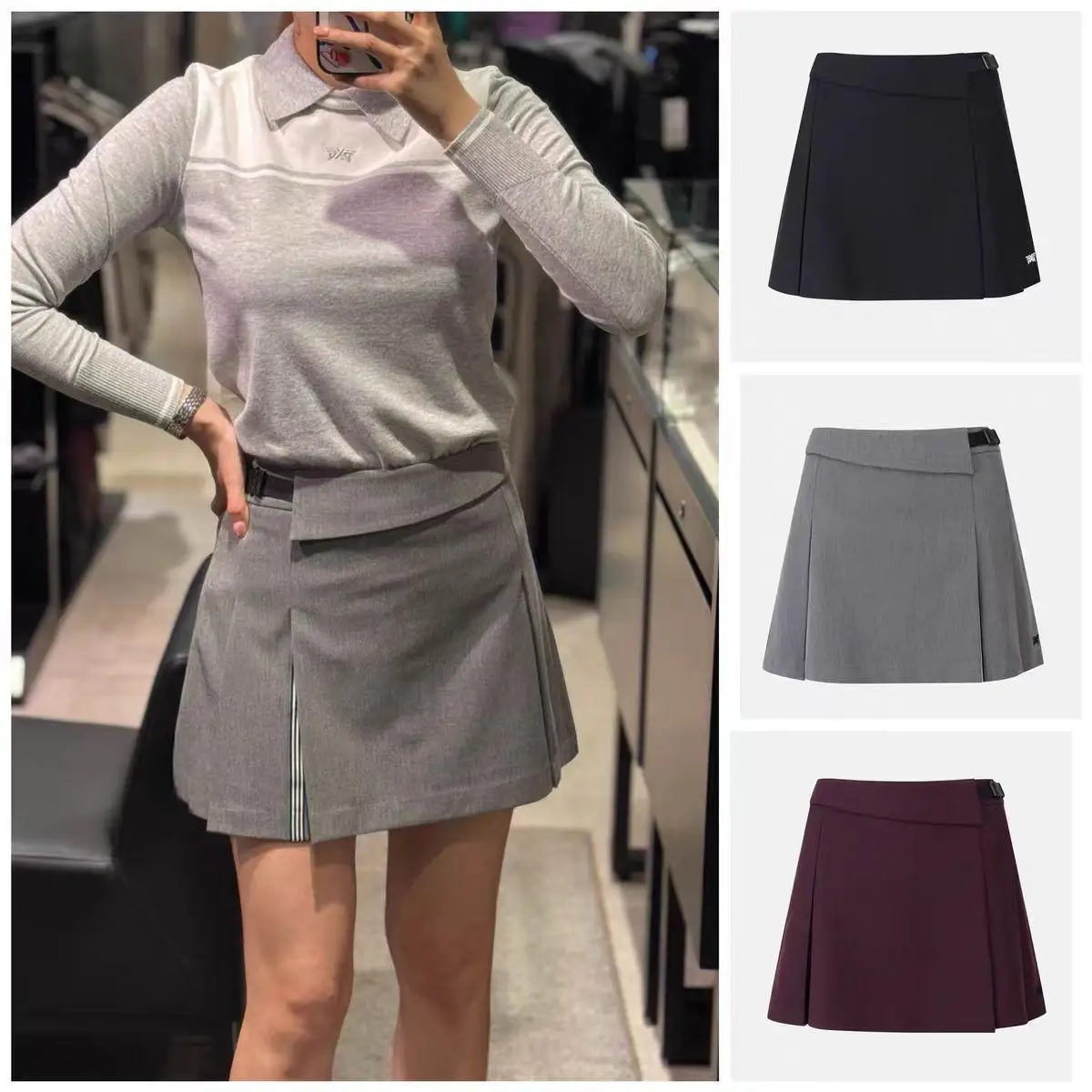 

Golf Skirt for Women Fall/Winter Fashionable Versatile Pleated Skirt Asymmetrical Sports Skirt