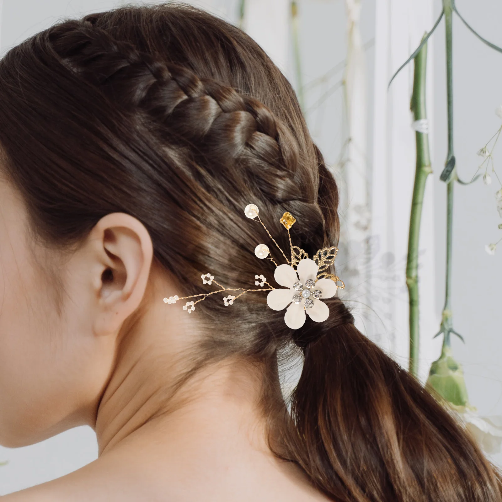 

4 Pcs Wedding Hair Jewelry White Headband Guest Dress Bridal Comb for Bride Slideshow Bridesmaid