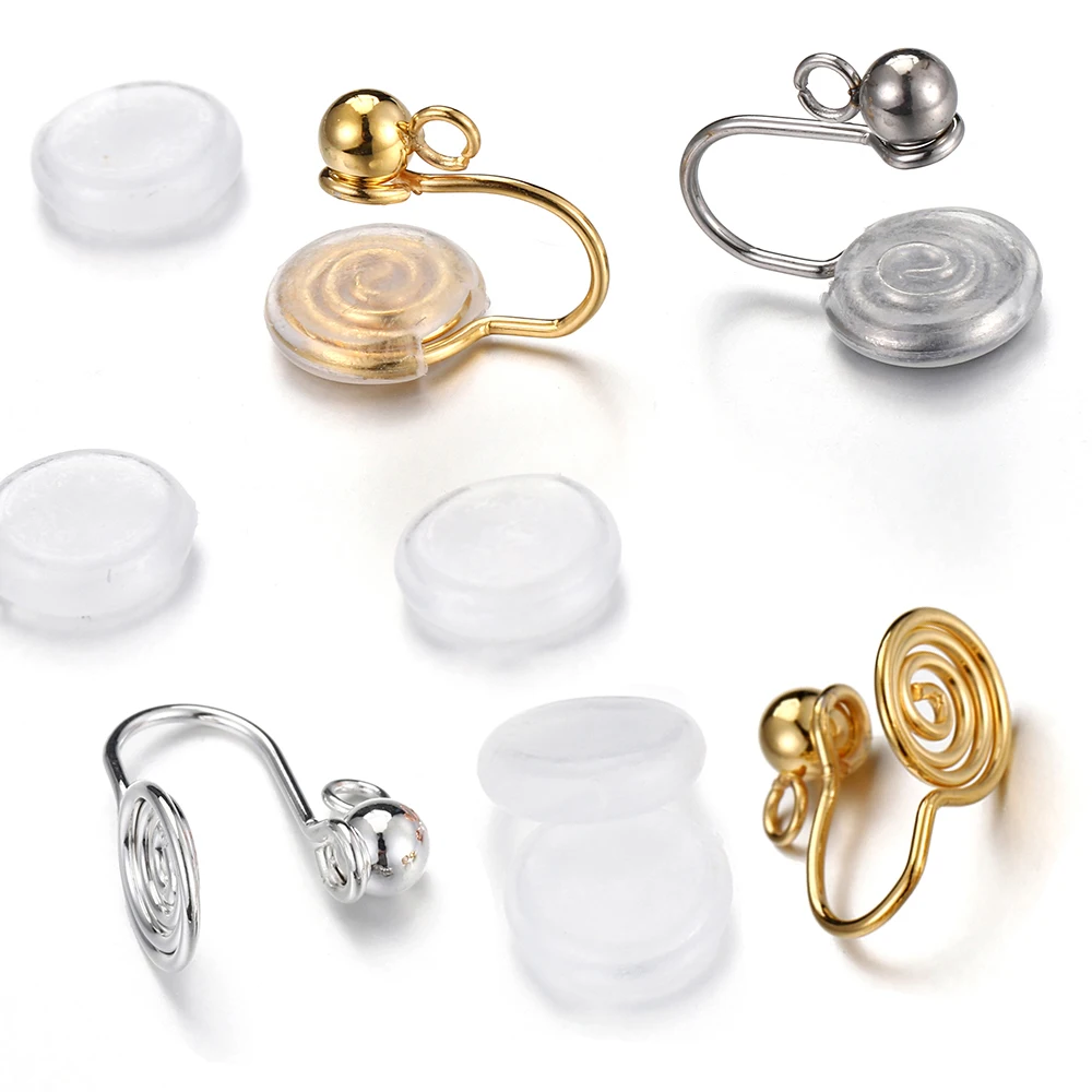 

10pcs Stainless Steel Ear Clips Spiral Earring Settings Non-Pierced Converter Component DIY Jewelry Making Mosquito Coil Earring