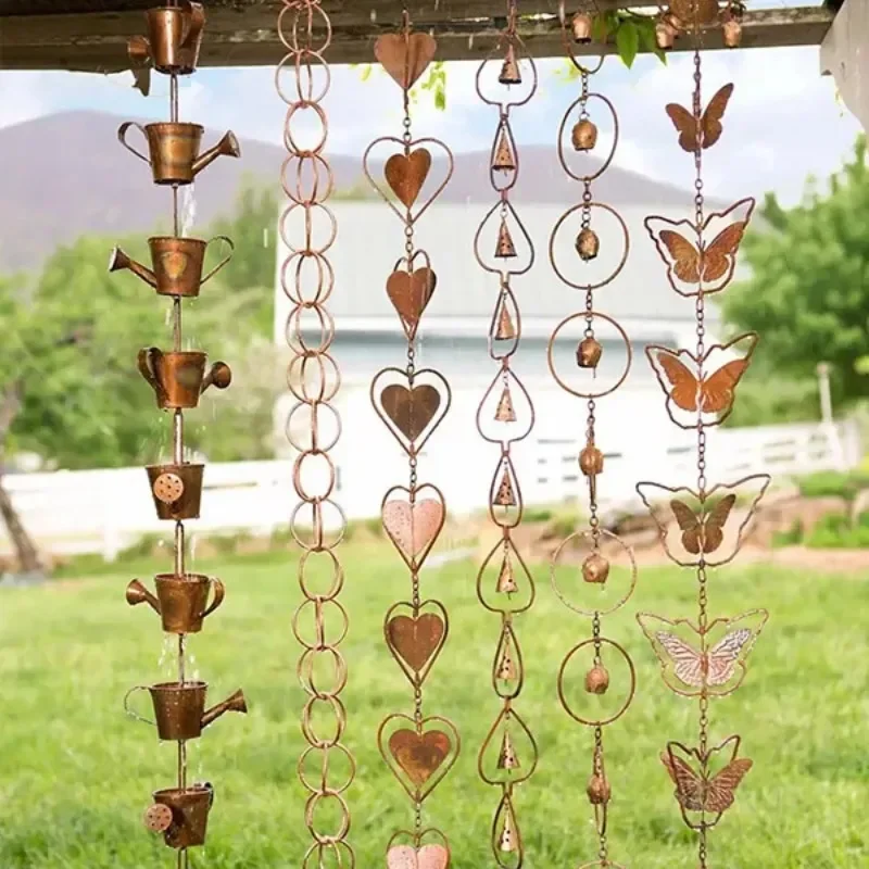 

Vintage Metal Wind Chimes Bell Butterfly Kettle Heart Bell Shape Rain Chain Windbell Outdoor Hanging Ornament Yard Garden Decor