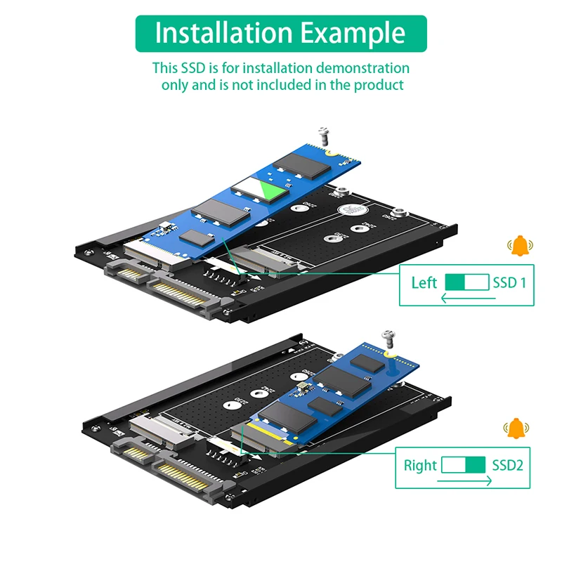 NOWOŚĆ Adapter M2 SATA SSD Dual B+M Key M.2 NGFF SSD do 2,5" SATA 3.0 6Gbps Konwerter Karta z metalową obudową Gniazdo Obudowa