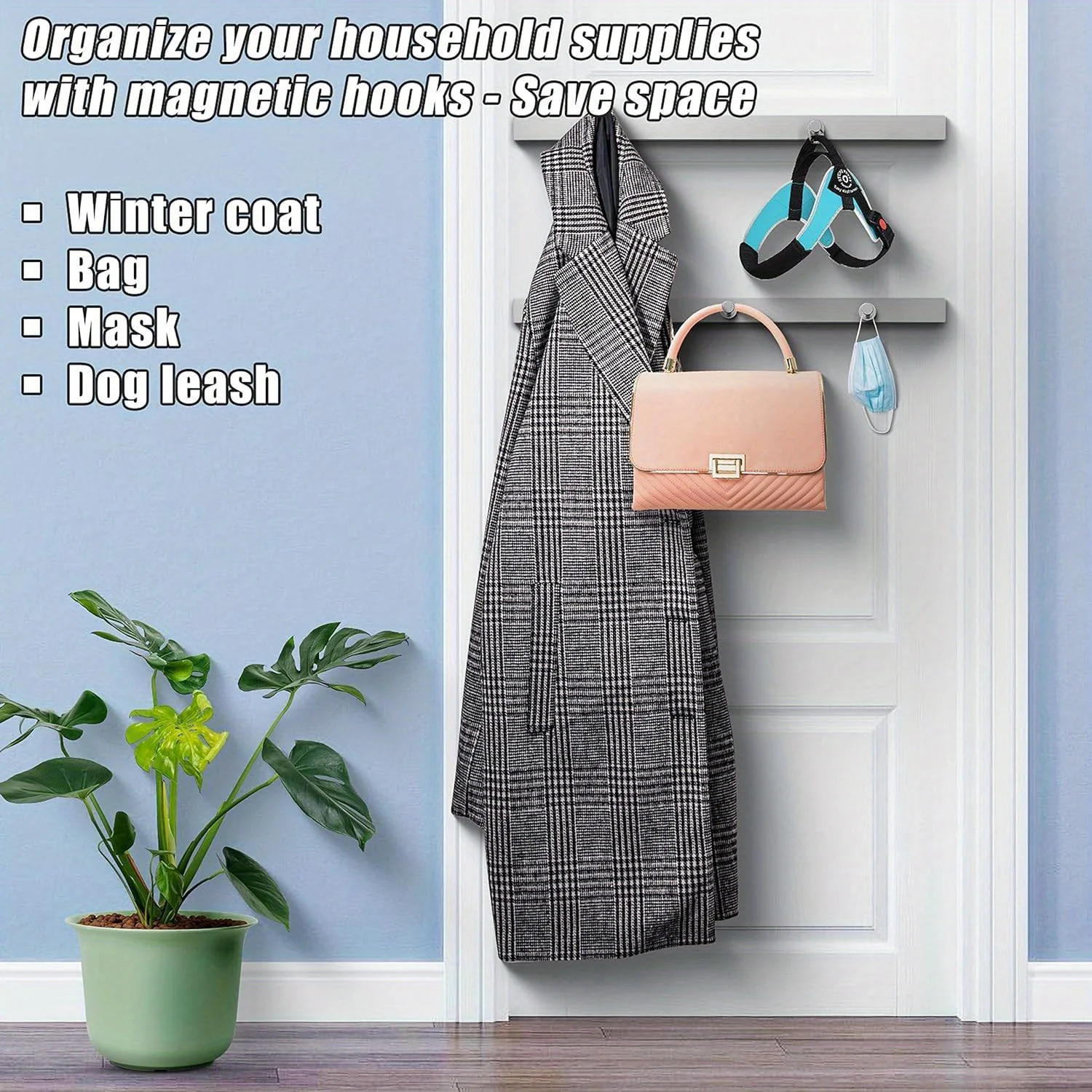 Magnetic Hooks - Neodymium Heavy Duty Round Metal Pack for Hanging Bags and Outerwear, Powerful Circular Push Pin Style