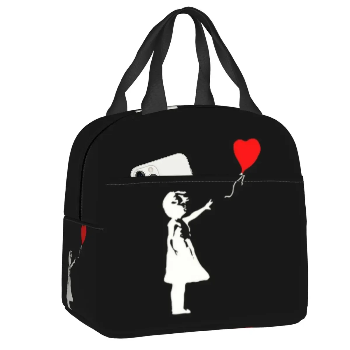 Banksy Balloon Girl Print Thermal Insulated Lunch Bag Women Kids Portable Lunch Box for Work School Travel Picnic Food Tote Bags