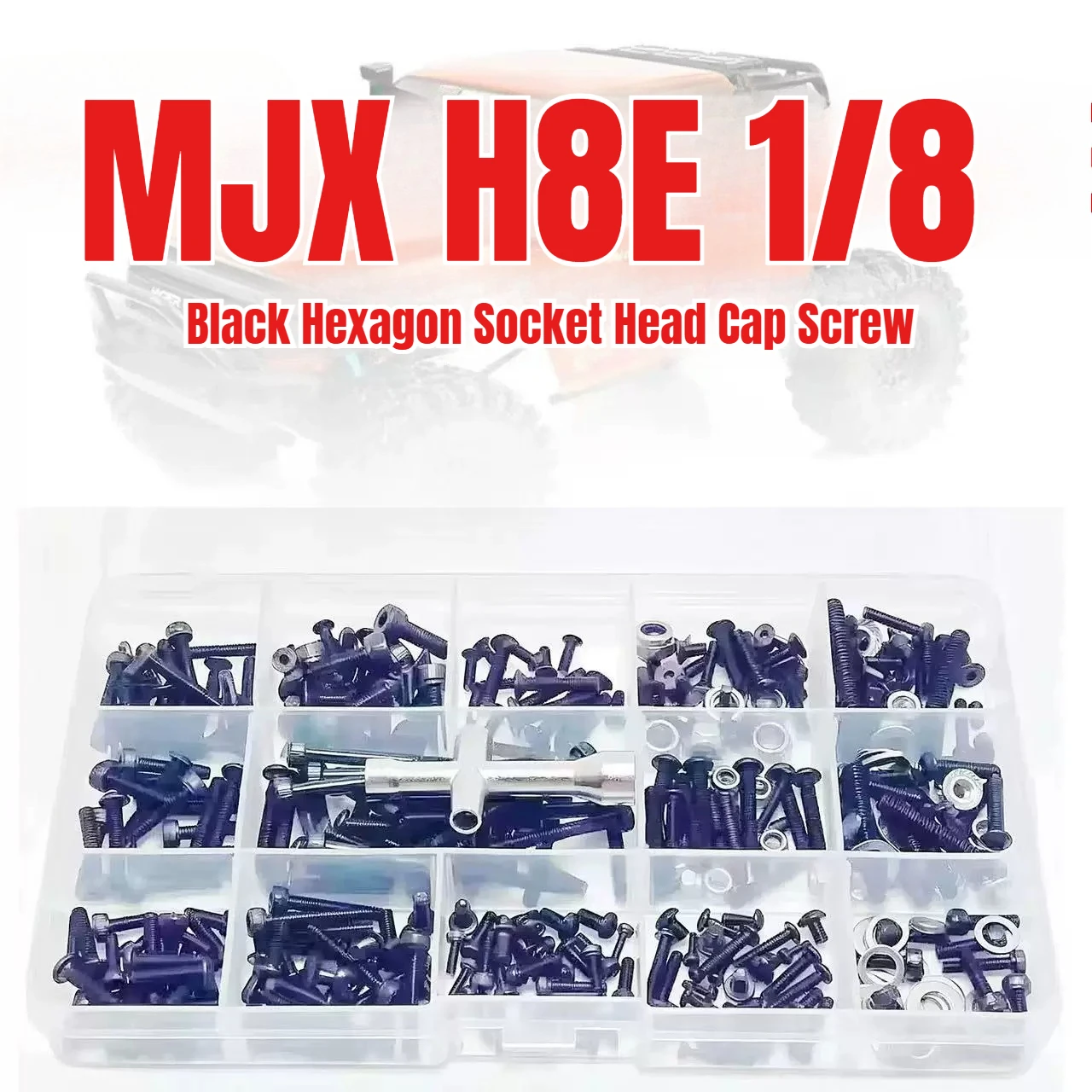 MJX H8E 1/8 RC Remote Control Vehicle Parts - Black Hex Socket Screw Box / Stainless Steel Hex Socket Screw Box