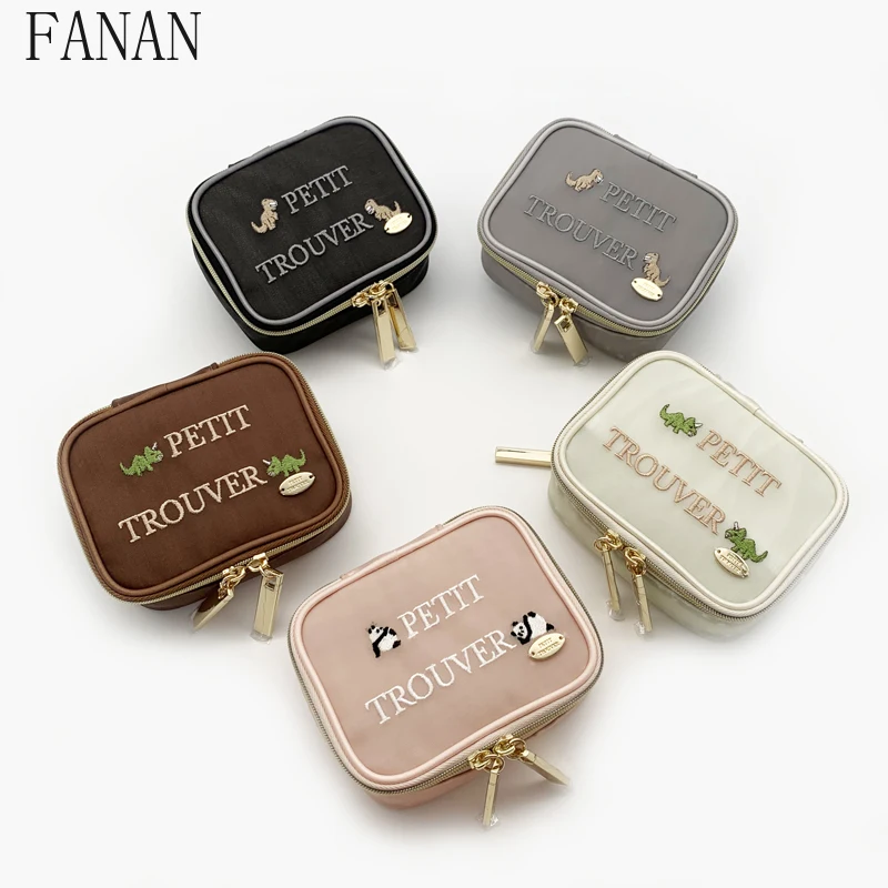 

Women's Cosmetic Bags Sweet and Cute Make Up Cases Embroidery Mesh Mouth Envelope Tissue Storage Makeup Bag 2025 New