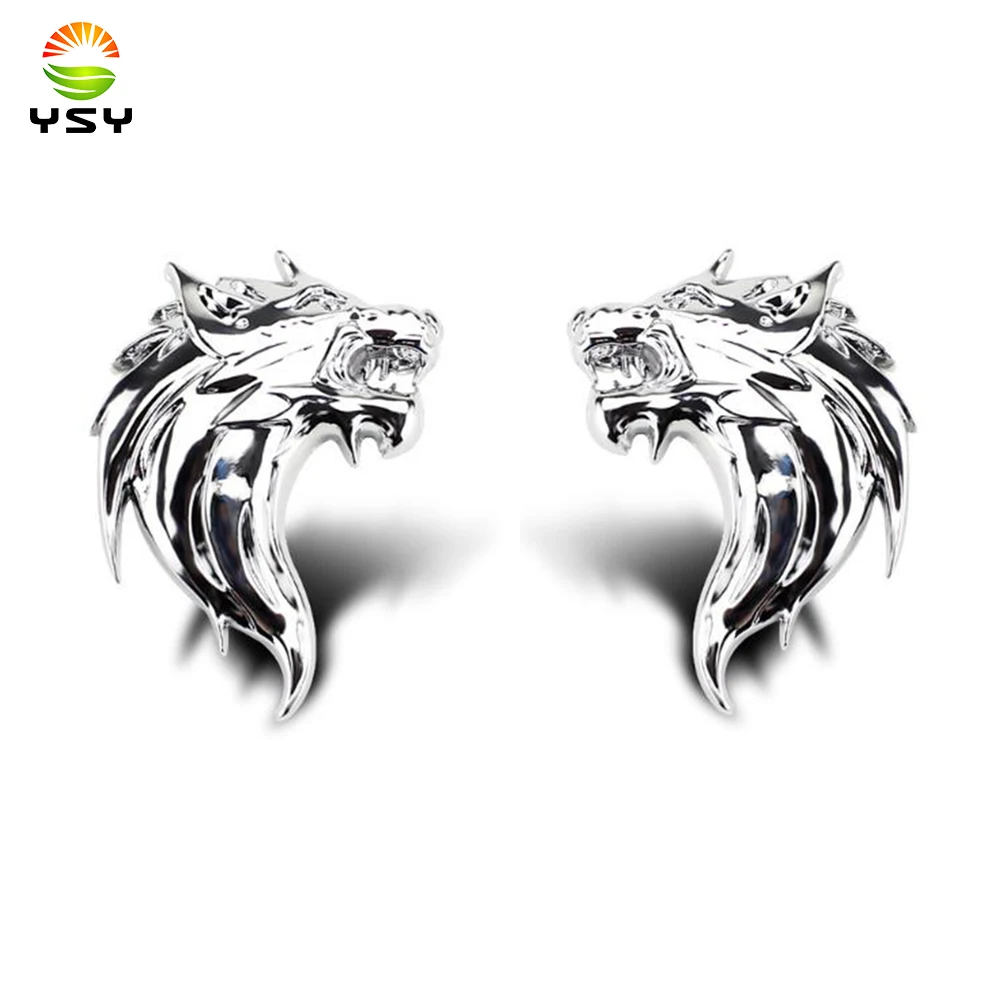 

YSY 3D Wolf Shape Logo Animal Car Emblem Motorcycle Sticker Truck Label Emblem Car Badge Styling Decoration Car Accessories(A)