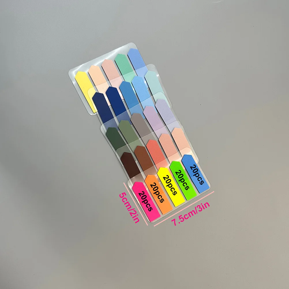 5 Packs Colorful Fluorescent Index Tabs Pet Page Markers For Books Notebooks Offices Schools Sticky Memo Pad Self-Adhesive Paper