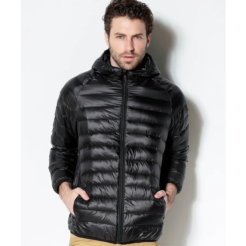 Chaqueta de plumón de pato blanco para hombre, abrigo ultraligero con capucha portátil, Parkas térmicas cálidas, chaqueta ligera de invierno, nuevo