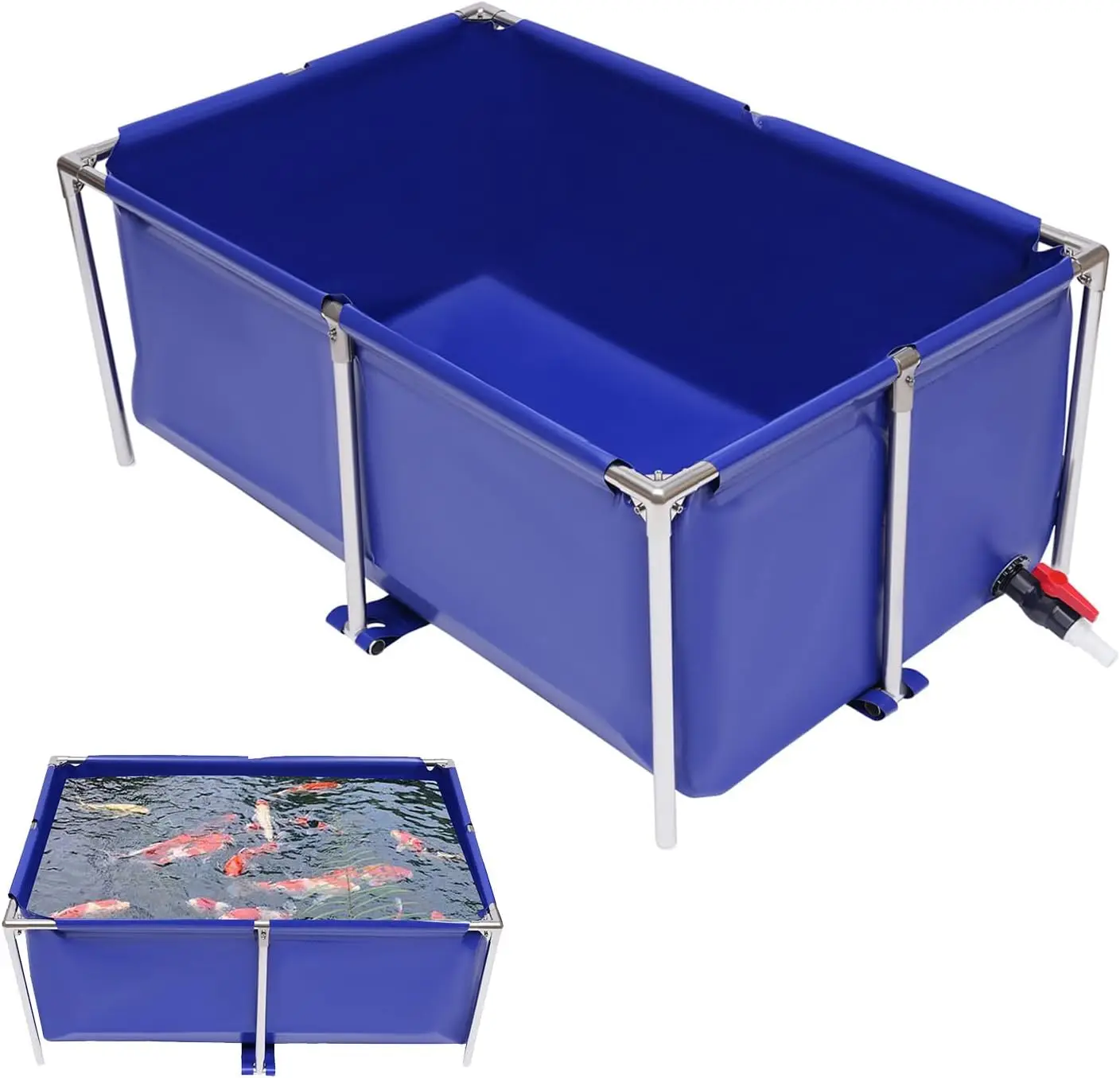 Acuario plegable para pecera con estanque de peces, estanque pequeño sobre el suelo de lona, estanque Koi, tanque de peces dorados, estanque de cría para interiores y exteriores