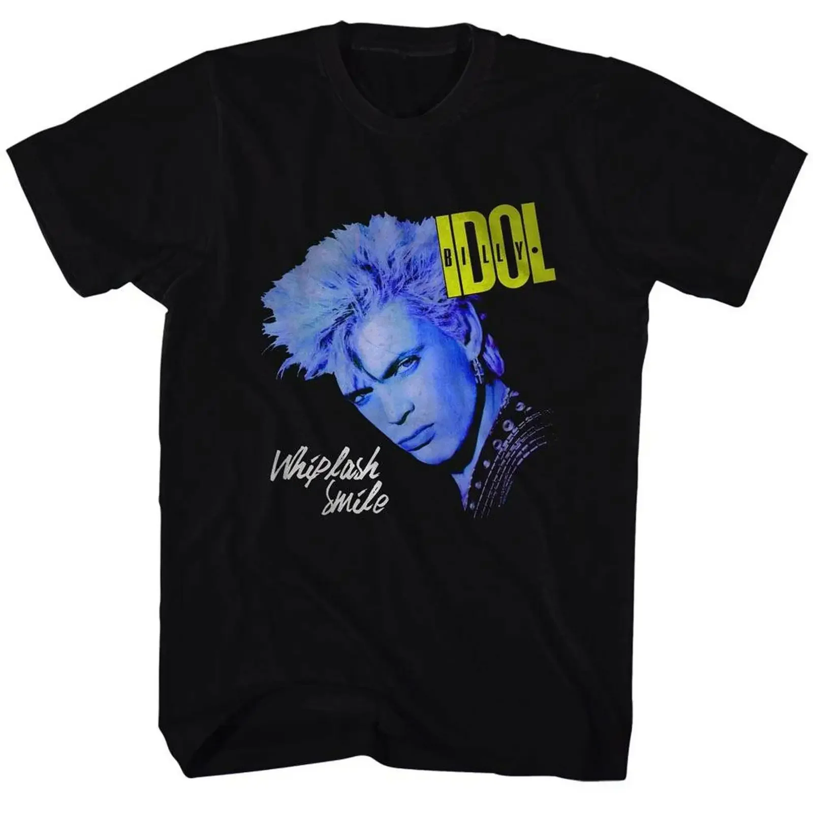Billy Idol Black Whiplash Smile Adult T Shirt vintage Washed Stylish homme Breathable Comfortable Casual Soft Stretched Unisex