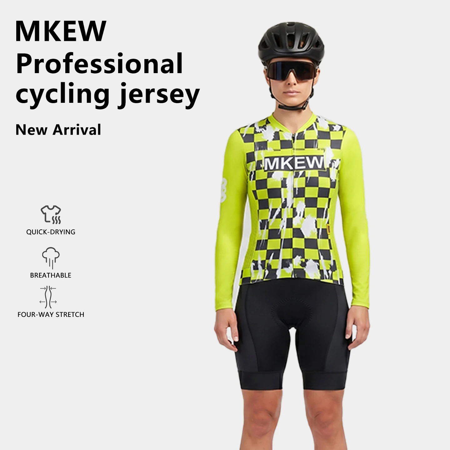 MKEW Damen Schnelltrocknendes Atmungsaktives Langarm-Radtrikot Leichtes Bequemes Sommer-Radsportoutfit