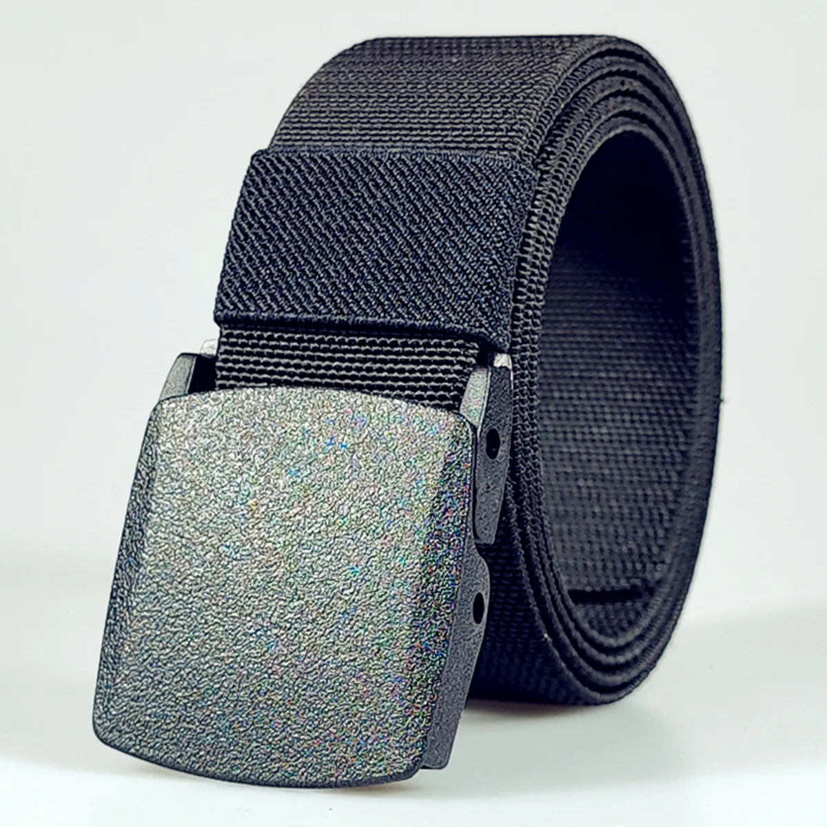 Herren- und Damengürtel, Lochloser Nylon-Gürtel, Gürtel mit Kunststoffschnalle, Militär-Nylon-Mischgürtel, Elastisch