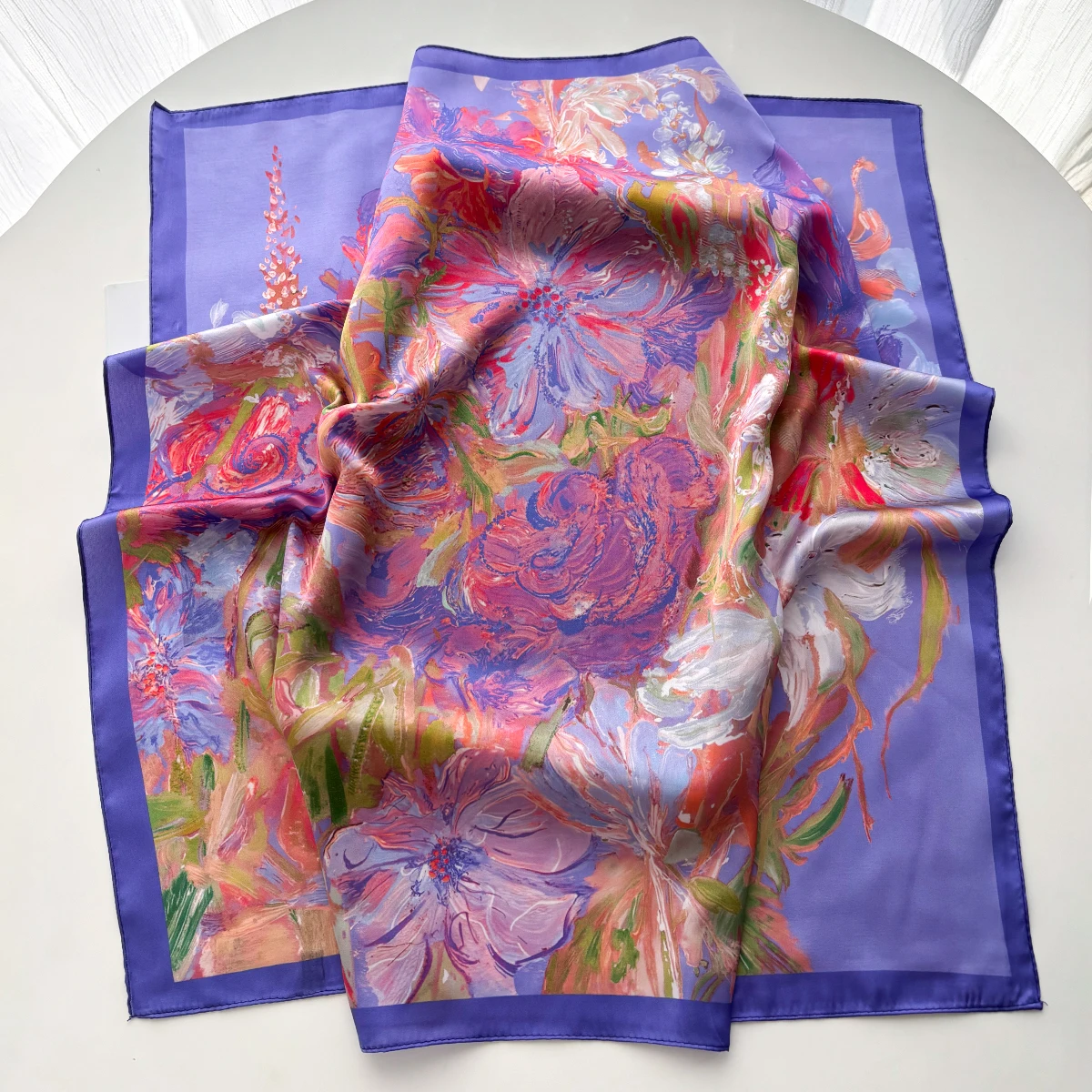 Seidenschal für Damen, Modisches Quadratisches Halstuch, Foulard, Hijab, Satin-Haarband, Halstuch, Taschenband, Bandanas