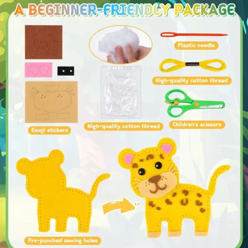 

Лесные животные, набор для рукоделия, лесные существа, сделай сам, шитье из фетра, плюшевые животные для детей, начинающих, образовательный швейный набор, художественная игрушка для девочек