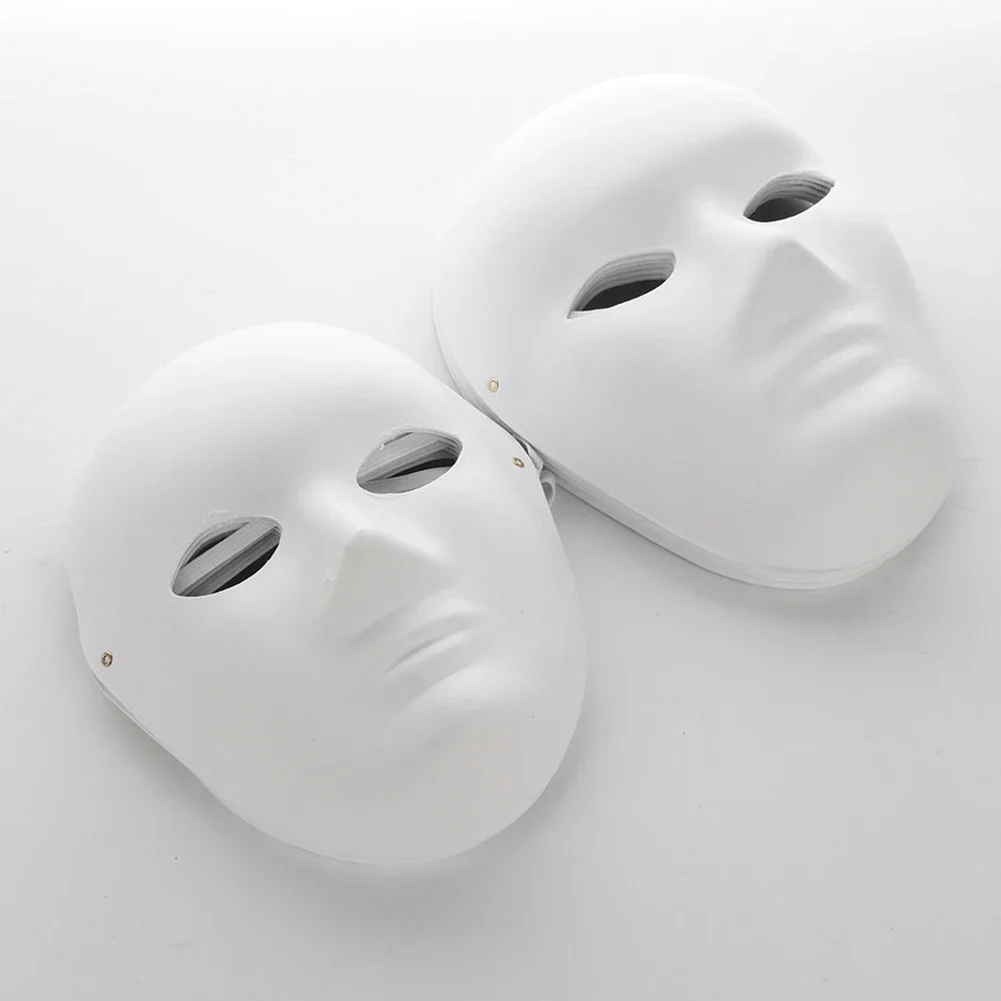 12PCS Paper DIY White Mask Full Face Opera Masquerade Mask Halloween Mask