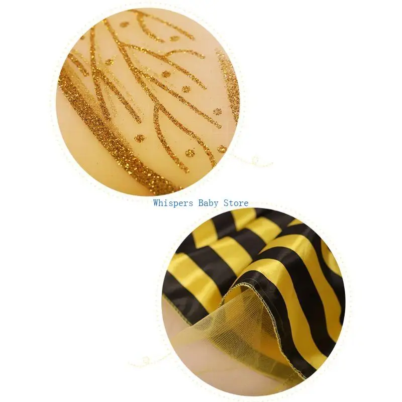 U90E 4 قطعة/المجموعة طفل زي الجنية مجموعة الدعسوقة النحلة بريق لطيف الجناح مخطط الطبقات Tu #3