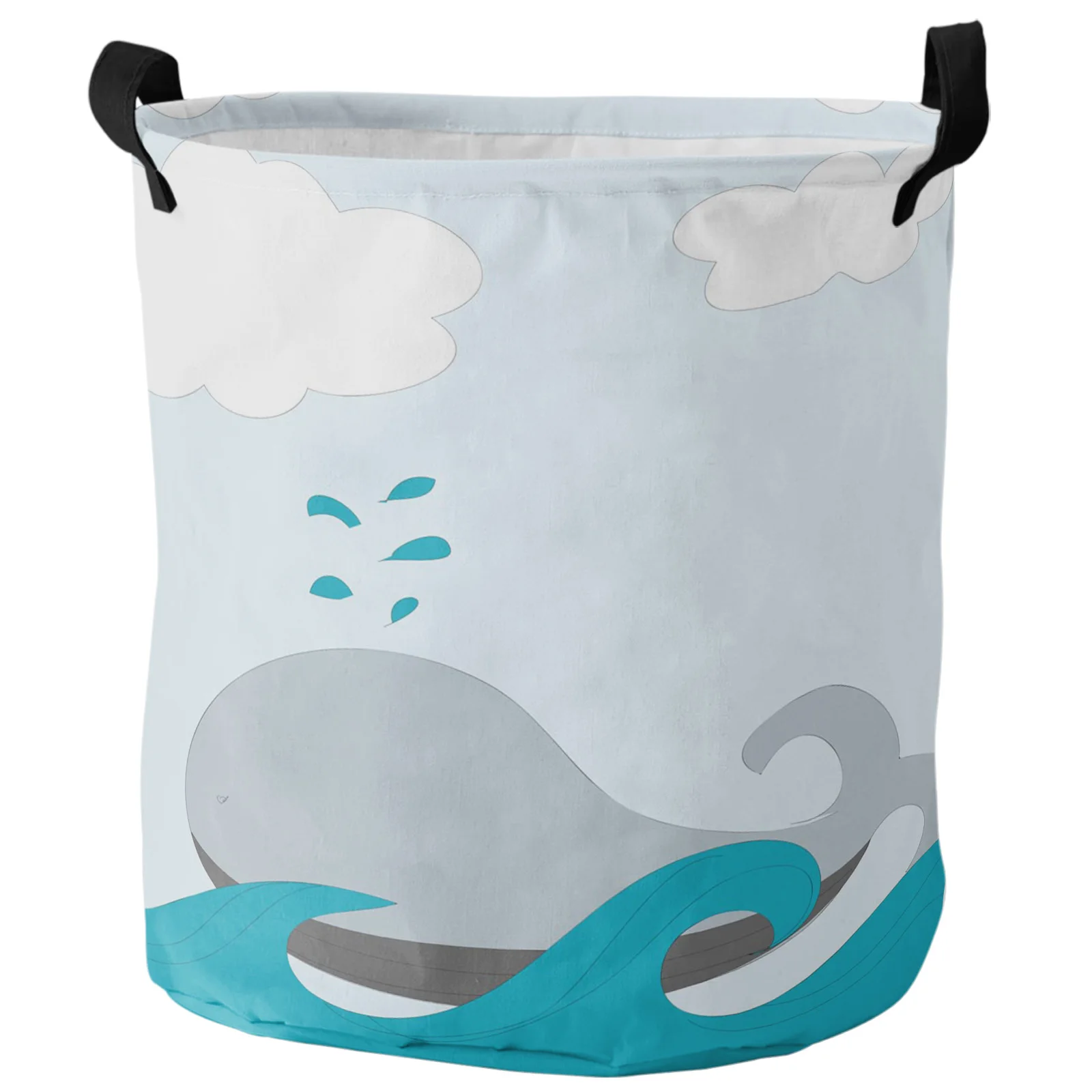 Cartoon Whale White Cloud Cute Dirty Laundry Basket Foldable Waterproof Home Organizer Basket Clothing Kids Toy Storage Basket