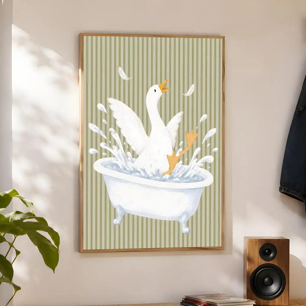 Bathroom Goose Antics Poster Home Artwork For Living Room Bedroom Office Dorm Apartment Gift