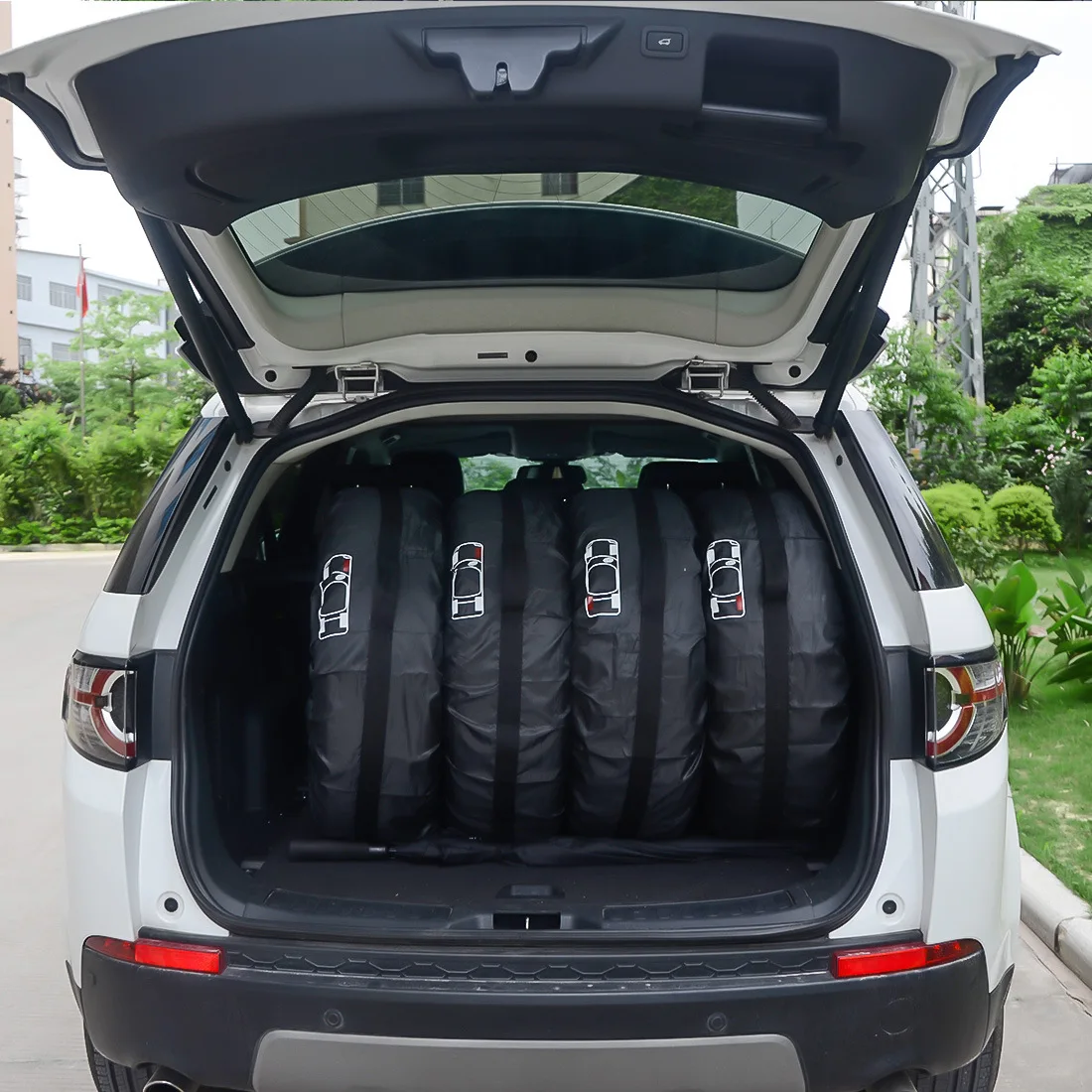 4 Stück/Set Auto-Ersatzreifenabdeckung Staubdichte Schutzhülle Auto-Rad-Reifen-Aufbewahrungstaschen Auto-Styling Fahrzeugreifen-Zubehör – Detail 12