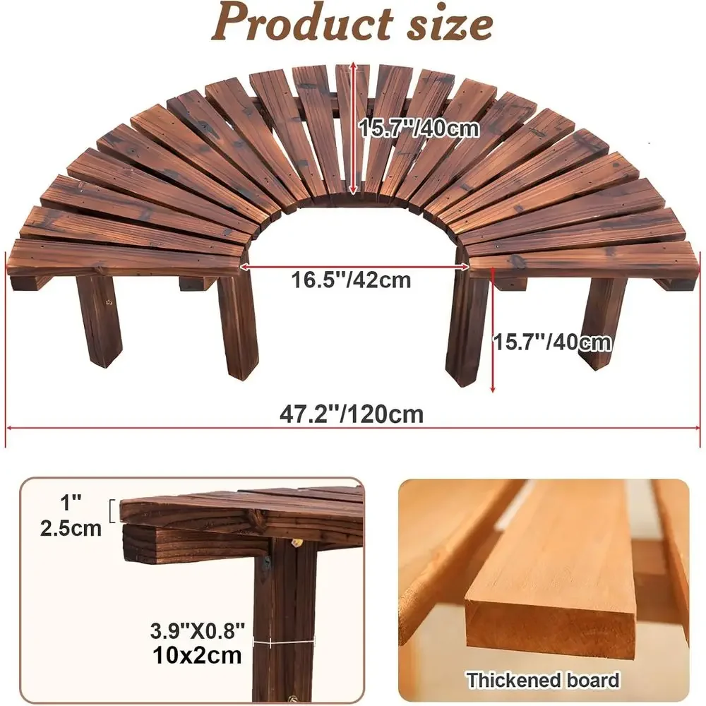 Durable Semicircle Wooden Bench for Outdoor Spaces - Supports Up to 660 lbs