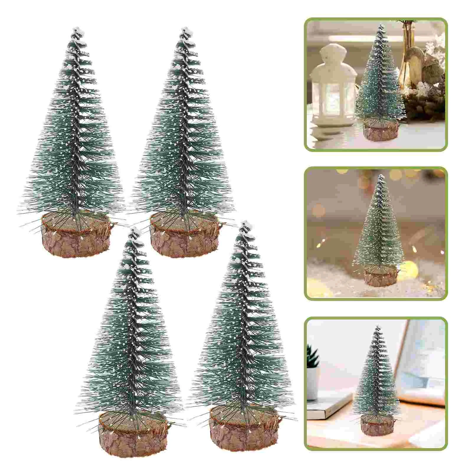 4 Pcs Mini Christmas Tree Decorations Outdoor Sisal Artificial The Pet Xmas Prop Office Scene Decorative Small