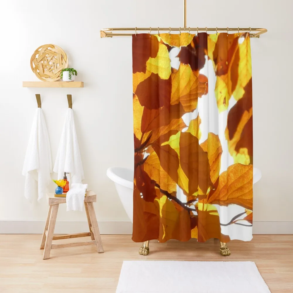 

Autumn fall brown orange yellow themed garden leaves Shower Curtain Waterproof Shower Shower For Bathroom Set Curtain