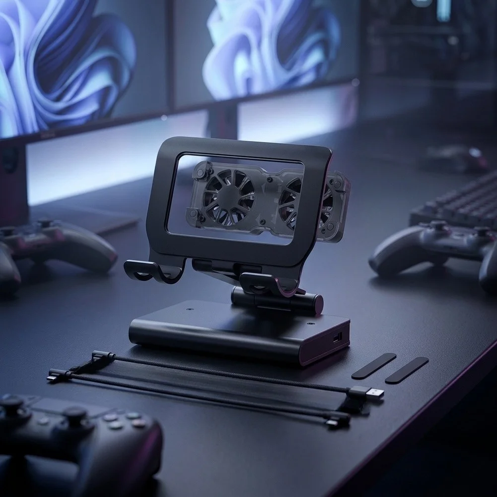 Magnetic Docking Stand With Dual Fan Cooling For ROG For AllyX Aluminum Alloy Portable Holder For Handheld Gaming Console