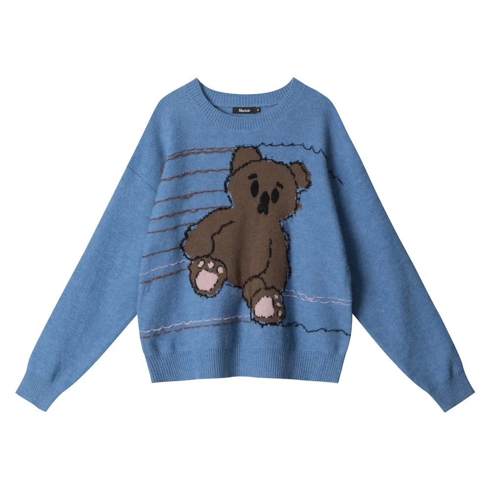 

Аниме Kawaii Свободные милые винтажные свитера с героями мультфильмов Дизайнерская вязаная зимняя одежда Пуловеры Топы для женщин и девочек Уличная одежда