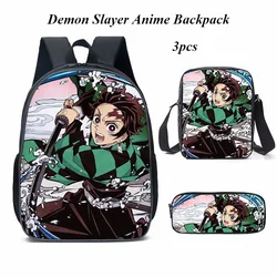 Demon Slayer Anime plecak karton Kamado Tanjirou torby szkolne dla uczniów Kimetsu No Yaiba torby dziewczyny chłopiec trzyczęściowa torba na notebooka