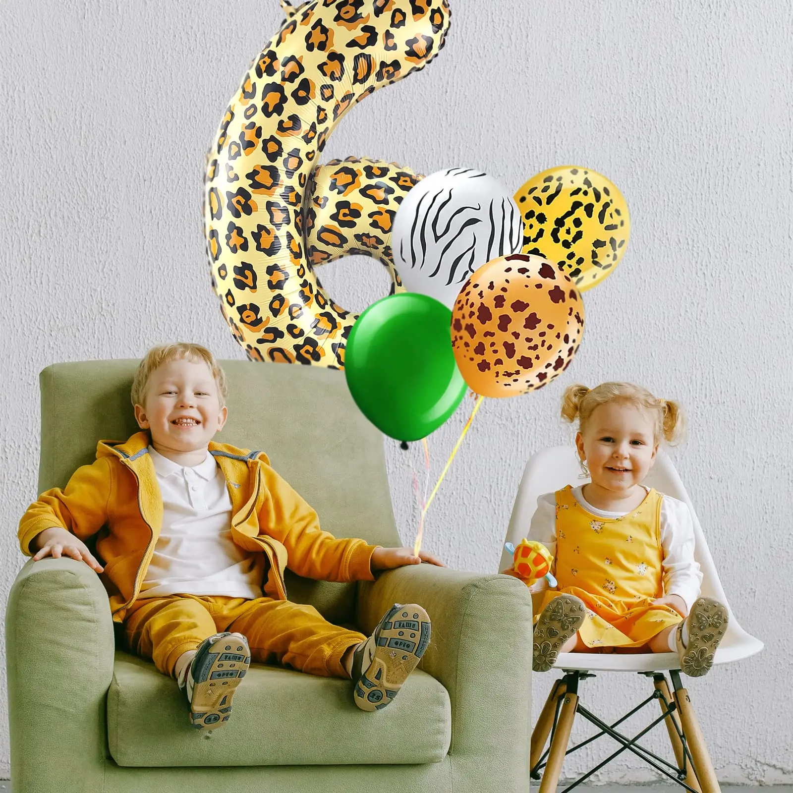 32Inch Cheetah Print Digital Foil Balloons 1-9 Leopard Number Balloons for Kids Jungle Safari Animal Birthday Party Decoration