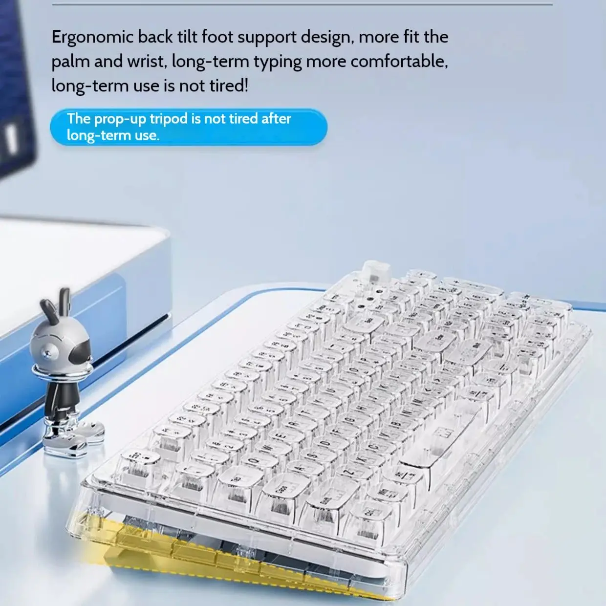 Transparent RGB Full-Color Backlight Bluetooth Wireless Keyboard 3-Mode Connection Long Battery Life Mute Mechanical Keyboard