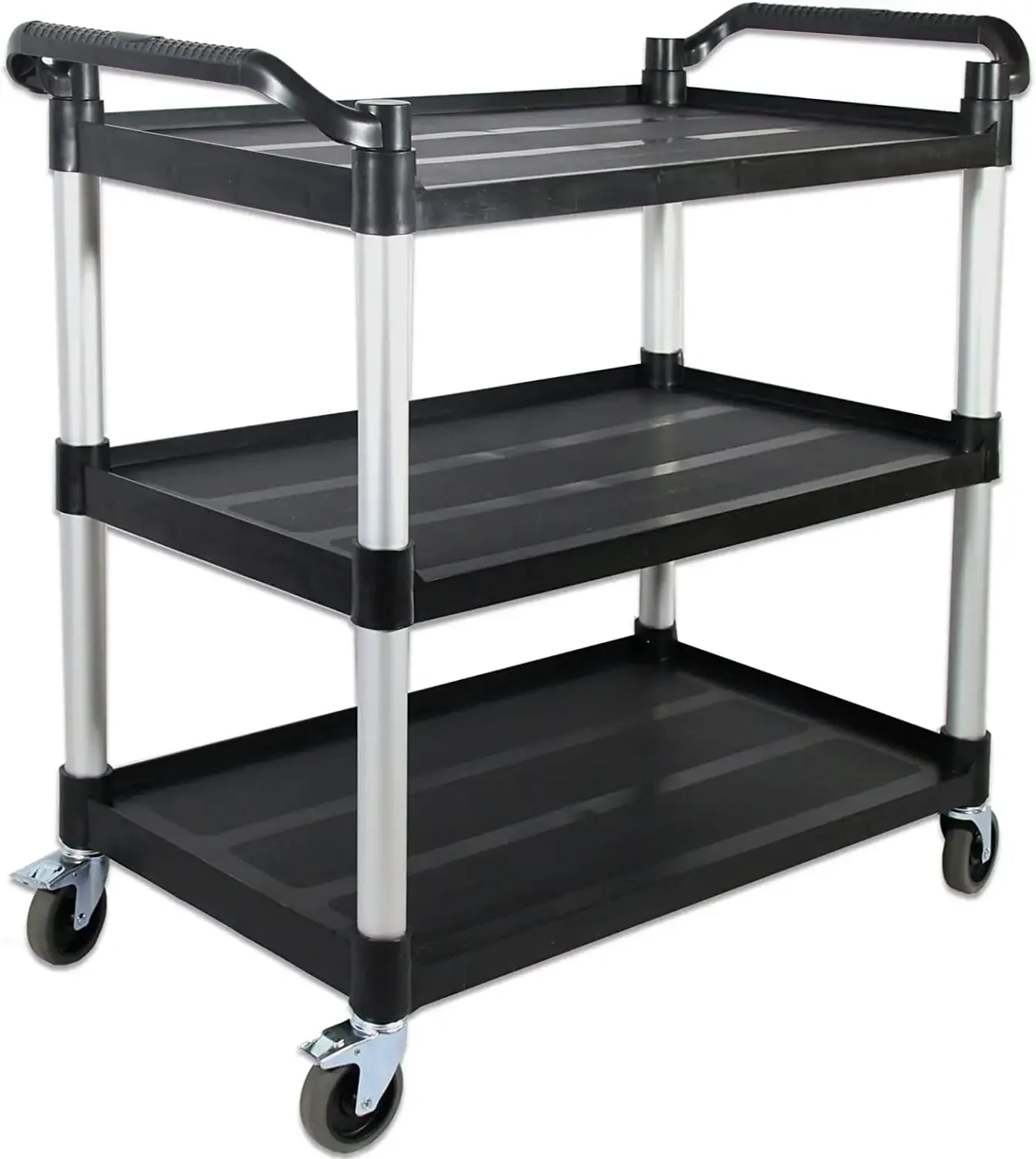 Cart with Wheels Lockable Large Size, Plastic Restaurant Cart Heavy Duty, Utility Commercial Cart for Office, Warehouse, Foodser