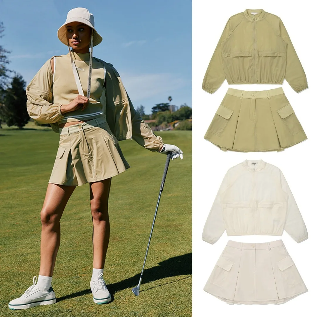 2-Piece Women's Golf Set 26 Fall New Korean Style Windproof Jacket Anti-Exposure Skirt Fashion Sporty Breathable Quick-Dry Soft