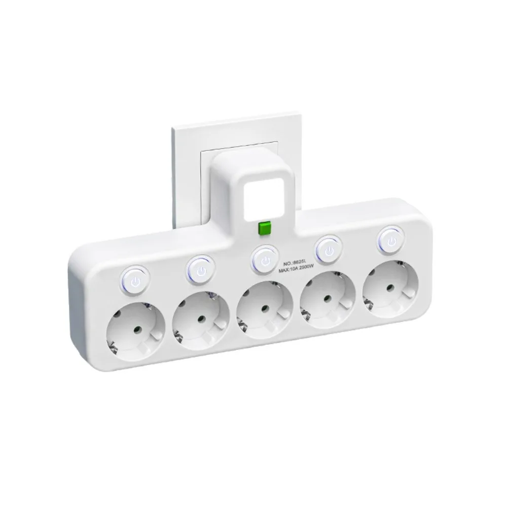 EU Plug Power Strip Independent Switch 2 USB Ports Plug Socket Adapter 2/3/4/5 AC Outlets Wireless Wall Charger Home