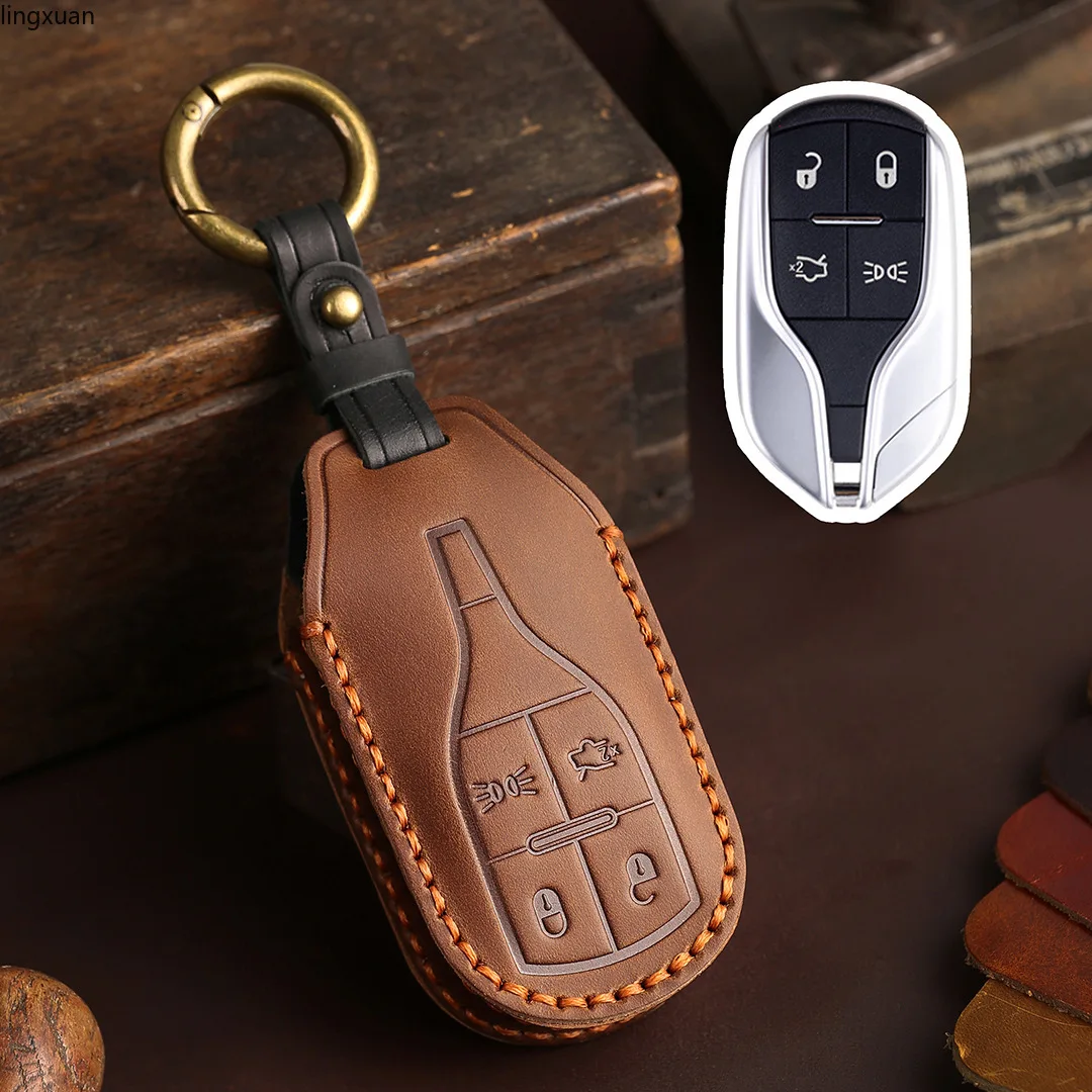 1pc Car Remote Key Case Protective Cover Holder Shell Fit For Maserati Levante Ghibli Quattroporte Granturism Grancabrio