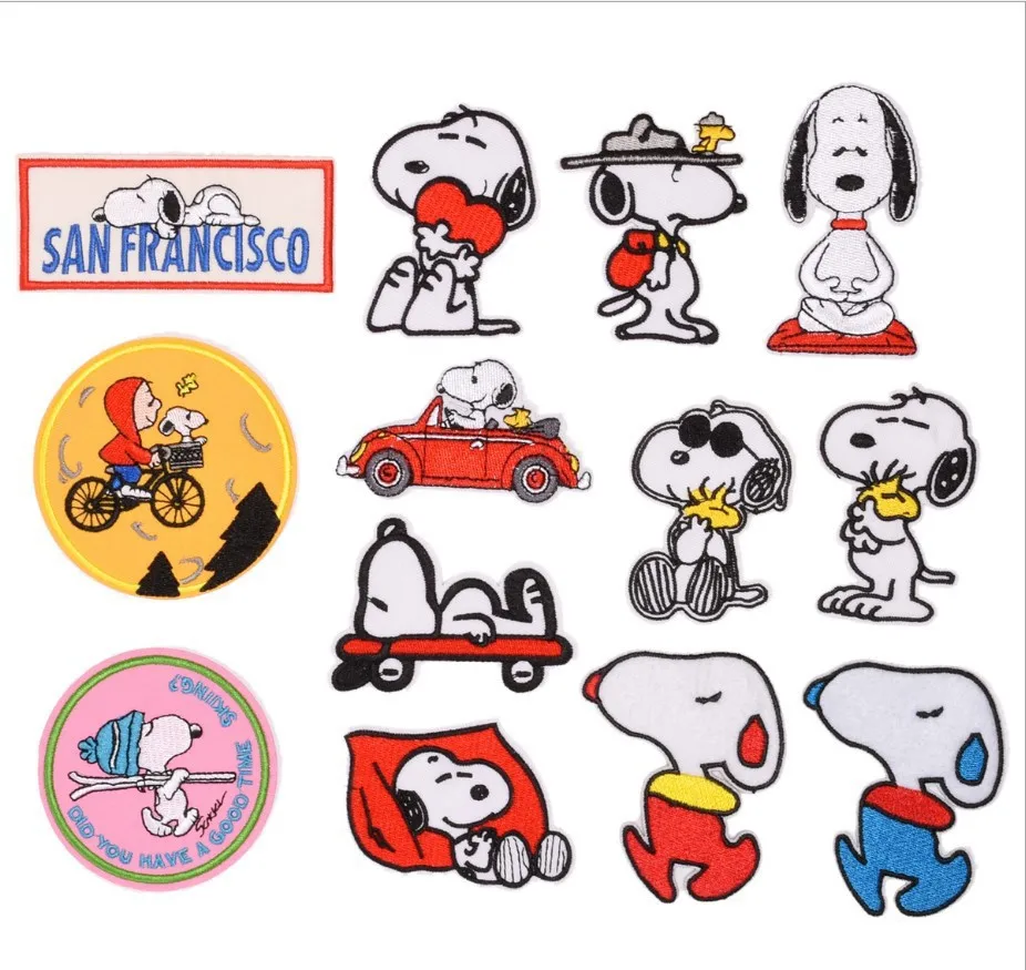 Parches de Snoopy para Ropa, Camisetas, Bolsos, Calzado, Prendas, Adhesivos de Tela Bordados con Dibujos Animados, Lindos y de Anime, para Planchar o Coser