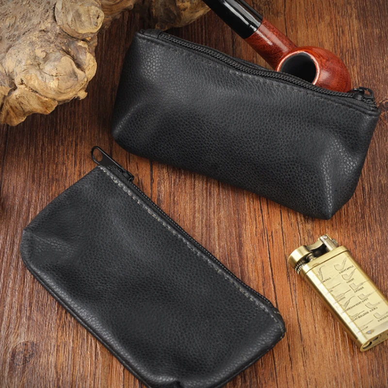 

Premium Leather Portable Mini Tobacco Pouch Built-in Humidifier Moisture Locking Pipe & Dry Herb Users Vintage Stylish Storage