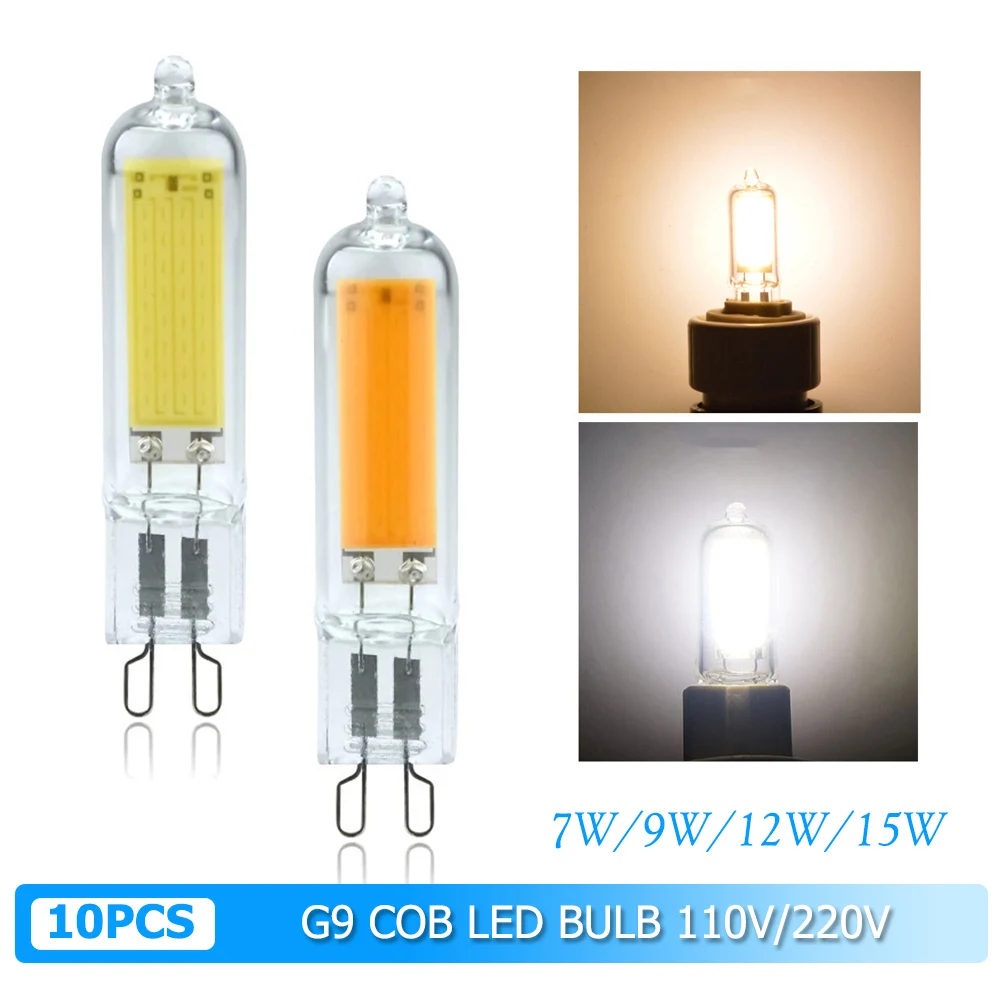 10X G9 Led Light Bulb 6000k Bulbs Cob Mini Lamp 360 Beam Ac110v Softwhite 15w Super Bright Glass Lamps Home Chandelier Spotlight