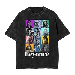 Vintage Washed T-Shirt beyonce poster in the style of the eras tour Simple T Shirts Trendy Cool Tee Shirt for Men Beach Tees