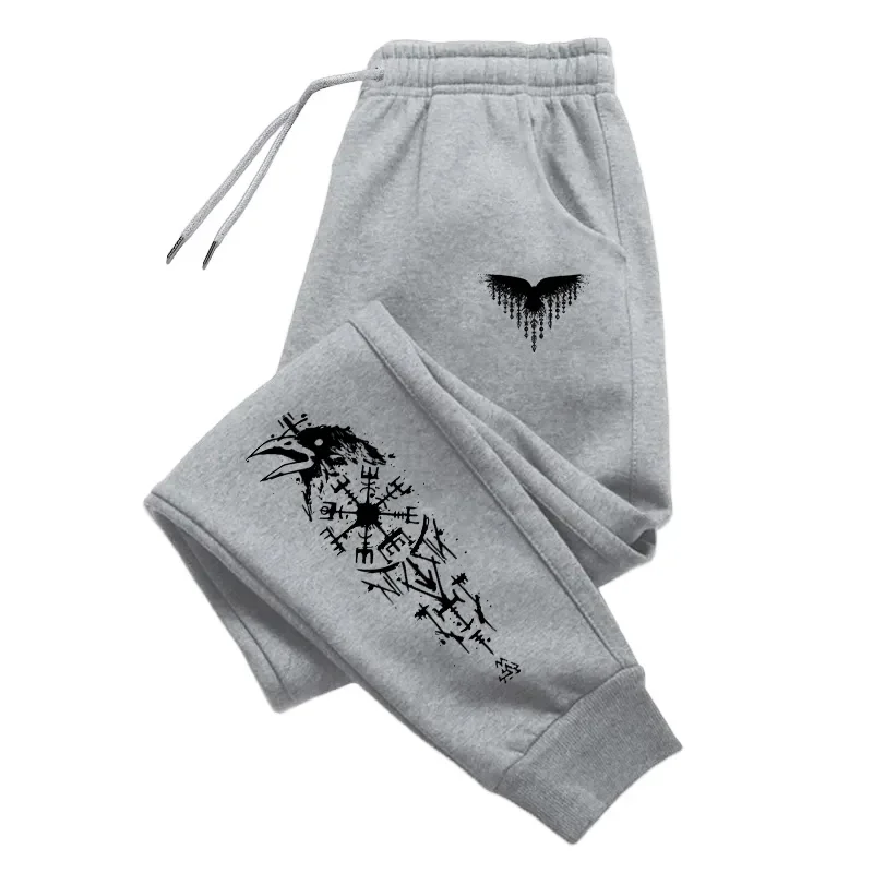 Urban Fashion Trousers Ancient Raven Printed Sweatpants for Men High Grade Male Home Outdoor Casual Sports Jogger Pants