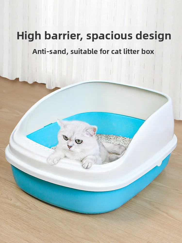 

Большой полузакрытый лоток для кошек с защитой от рассыпания наполнителя и контролем запаха, малый размер для котят, туалет-клетка, лоток для отходов, зоотовары