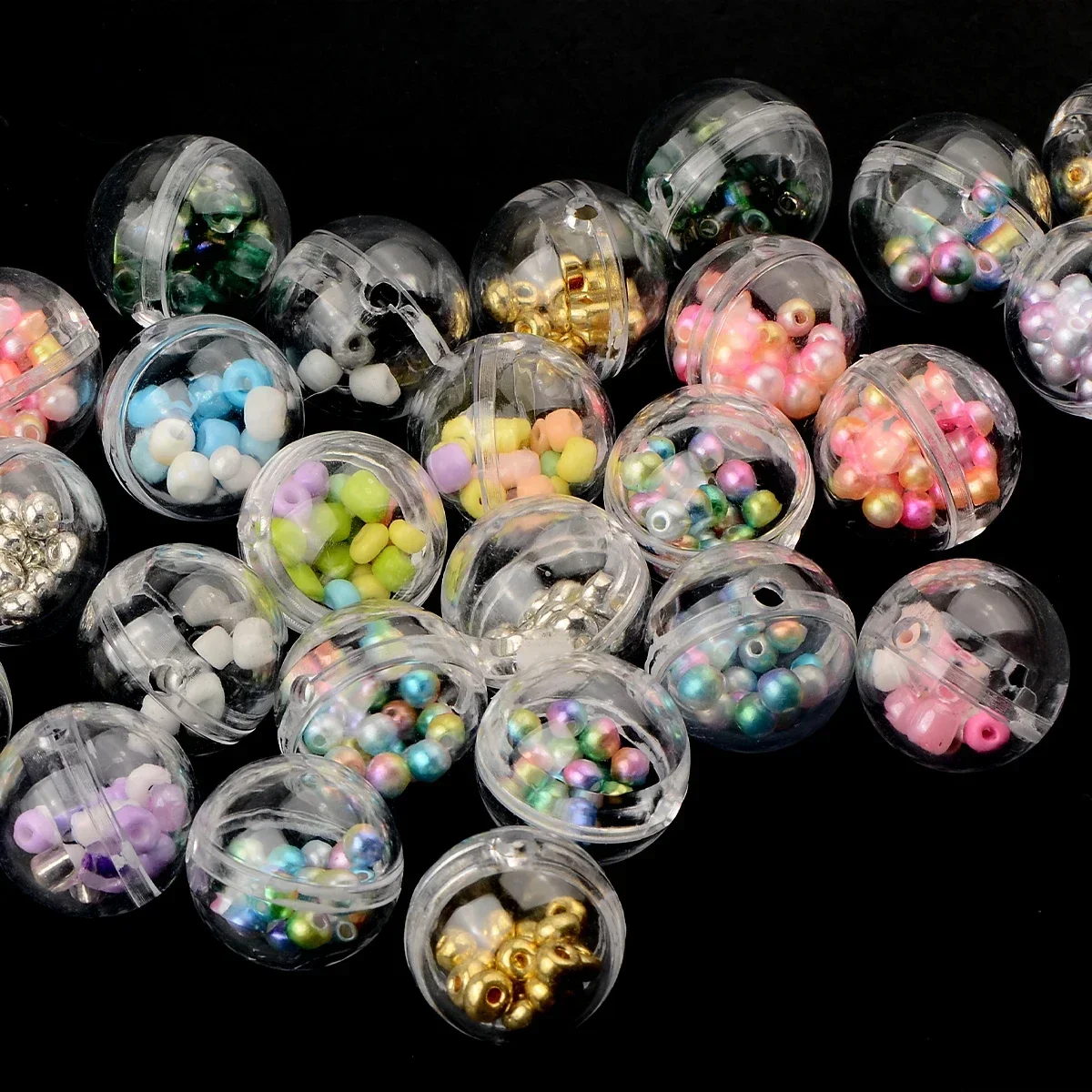 4pcs Transparent Ball Mini Mixed Acrylic Beads for Jewelry Making DIY Bracelet Phone Pen Bag Chain Beaded Decors Accessories