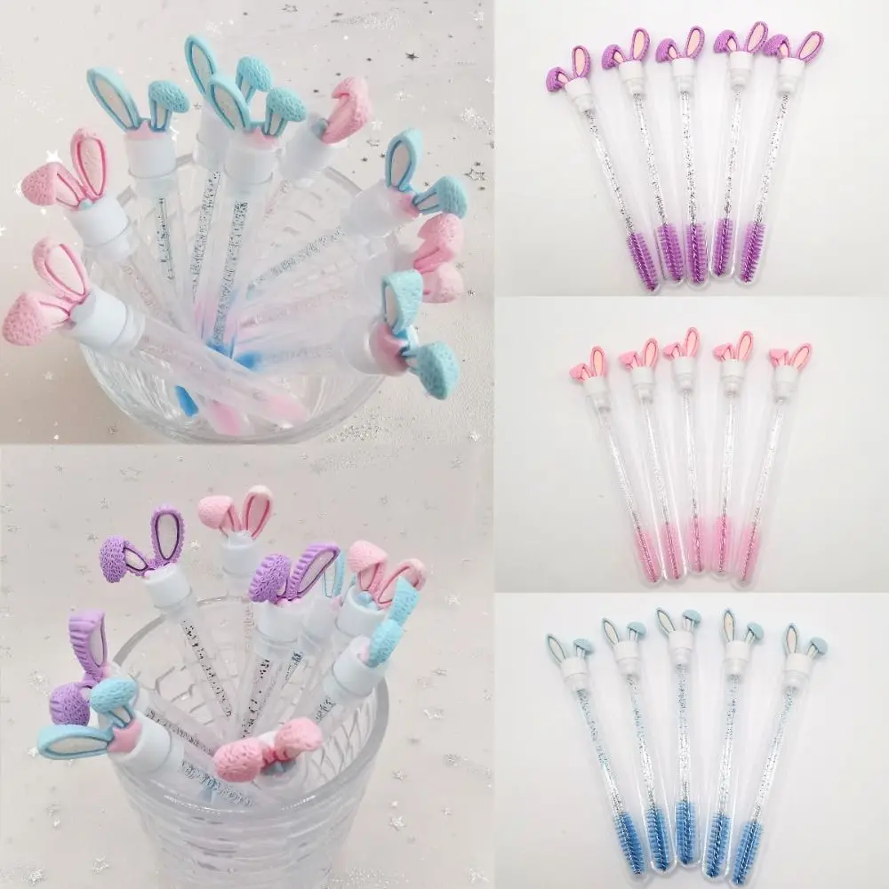 Round Comb Teeth Rabbit Ears Mascara Brush Clear Creative Tube Eyelash Brush Multicolor Reusable Tube Glitter Mascara Wand Women