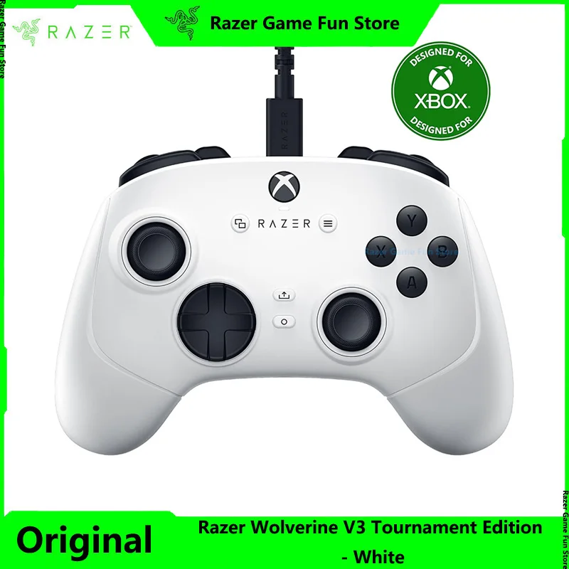 Razer Wolverine V3 White Tournament Edition Wired Gaming Controller for Xbox Series X|S, Xbox One, Windows PC - USB-C Cable