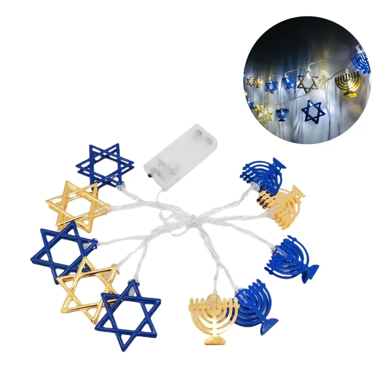 LED Hanukkah String Lights Hexagonal Star Fairy Light 3 Meters 20 LED Decoration Lights