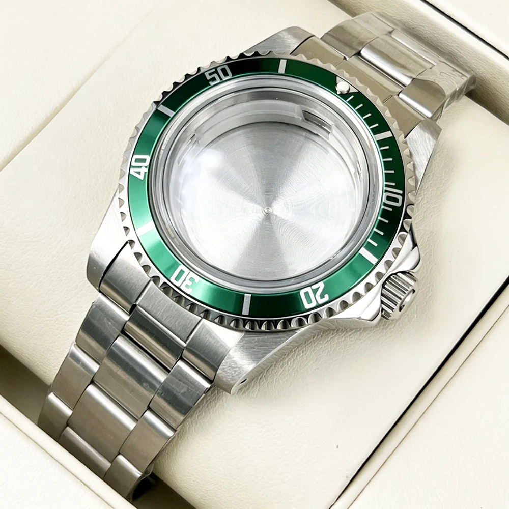 39.5Mm Vintage Men's Case Acrylic Bubble Glass Stainless Steel Case Band For Sub Nh35 Miotta8215 St1612 Movement Watch Parts