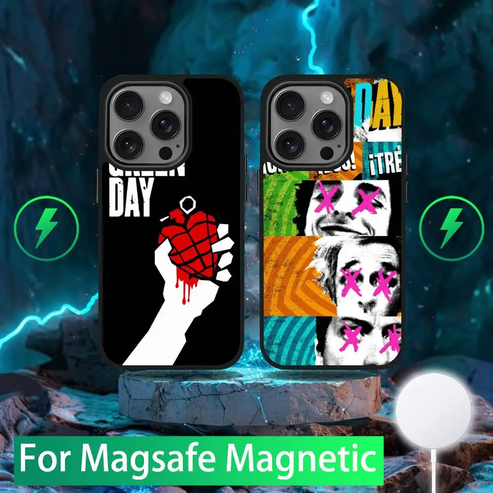 

G-Green d-Day Band Phone Case For iPhone 16,15,14,13,12,11,Pro,Max,Plus,Mini,SE New Magsafe Magnetic Wireless Charging