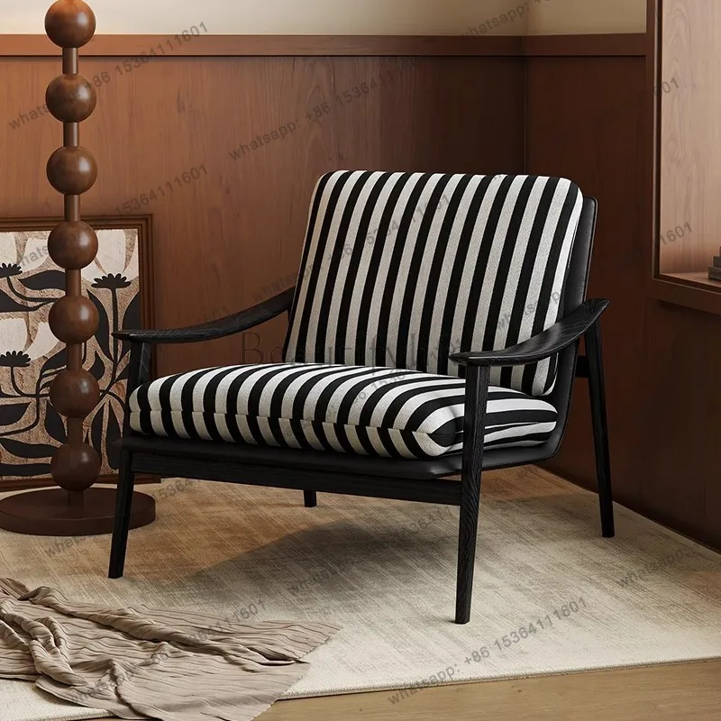 LS antique retro casual single sofa chair French minimalist designer ash wood single chair