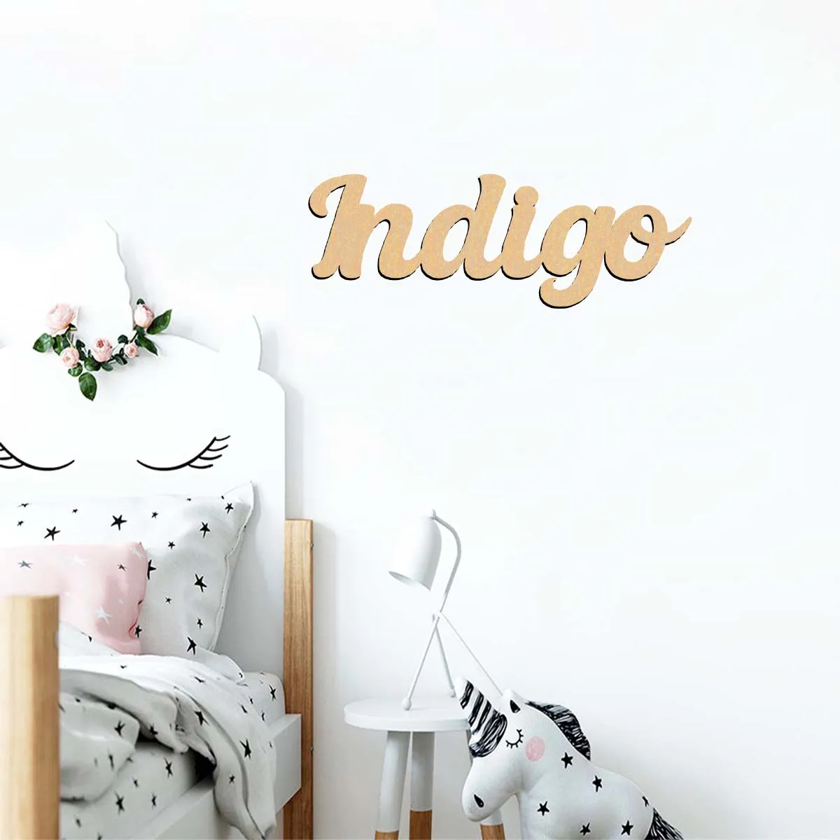 1pc Colorful Jndigo example Customized Letter Wooden Decor Wood Material Laser-Cut Sign Unique Bedroom Decor