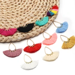 2pcs/lot 36mm Colorful Water Droplet Fan-shaped Tassel Pendant for DIY Jewelry Making Tassels Keychain Earring Accessories